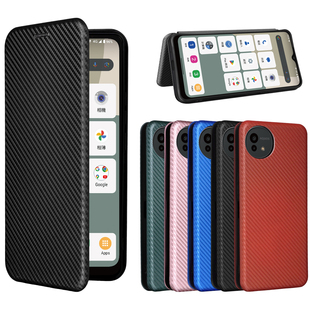 Wish5磁吸碳纤维纹手机壳翻盖式 插卡保护套商务外壳防摔 Aquos 适用于夏普Sharp