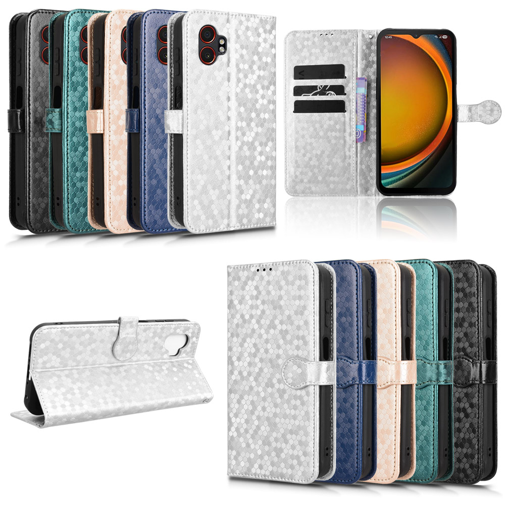 适用于三星Galaxy XCover7 Pro波点纹皮套手机壳插卡防摔保护套翻盖式商务男女外壳