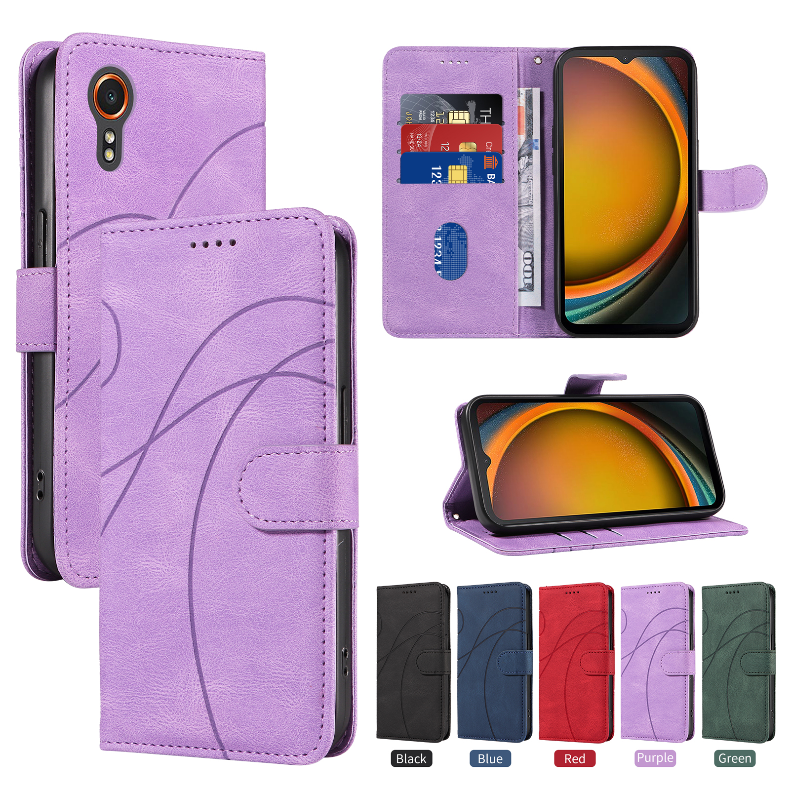 适用于三星Galaxy Xcover7 5G全球版弧形压线皮套手机壳插卡防摔保护套翻盖式商务男女外壳软潮壳