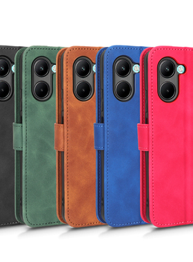 适用于OPPO RealmeC33 4G肤感小牛纹皮套手机壳翻盖插卡保护套男