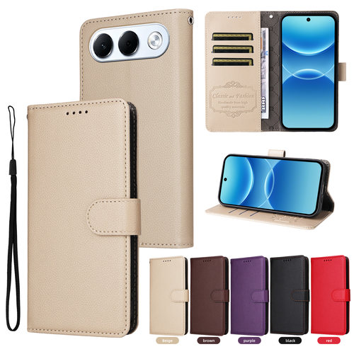 适用于OPPO A7 Pro国外版经典荔枝纹皮套手机壳翻盖式素皮插卡防摔保护套商务男女
