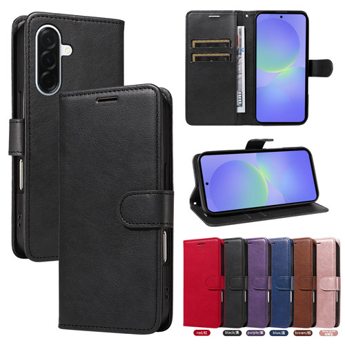 适用于三星Galaxy A37 5G简约纯色皮套手机壳插卡防摔保护套翻盖式商务男女外壳