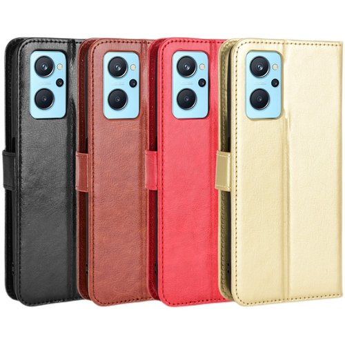 适用于OPPO Realme 9i,A36,A76 4G疯马纹皮套插卡手机壳翻盖软壳