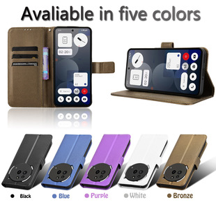 适用于Nothing Phone3A Pro钻石纹皮套手机壳插卡防摔保护套商务男女外壳翻盖式