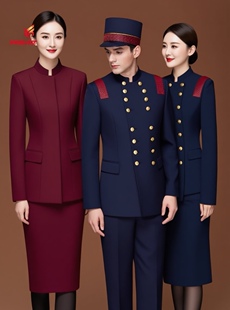 绯晨新款工作服长袖春秋装酒店前台接待工装酒店门童服装定制