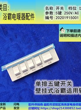 浴霸电源开关适用型暖器开关五开