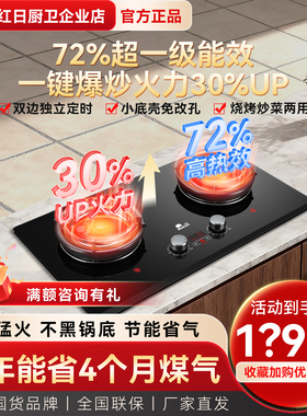 Redsun/红日 EM29F红外线燃气灶双灶一键爆炒灶72%高热效家用灶具
