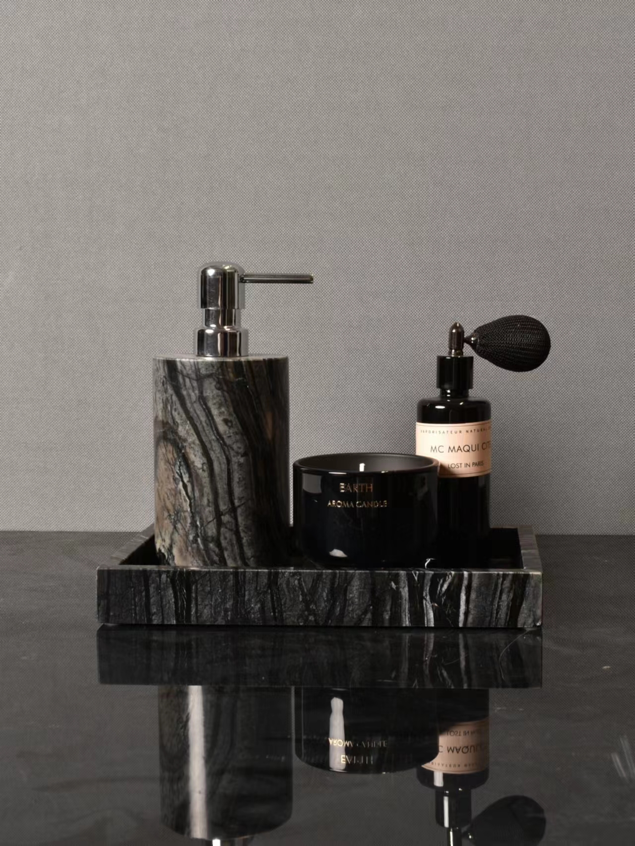 WU.物兮物 样板房售楼处卫生间台面卫浴套装摆件大理石香薰洗手液