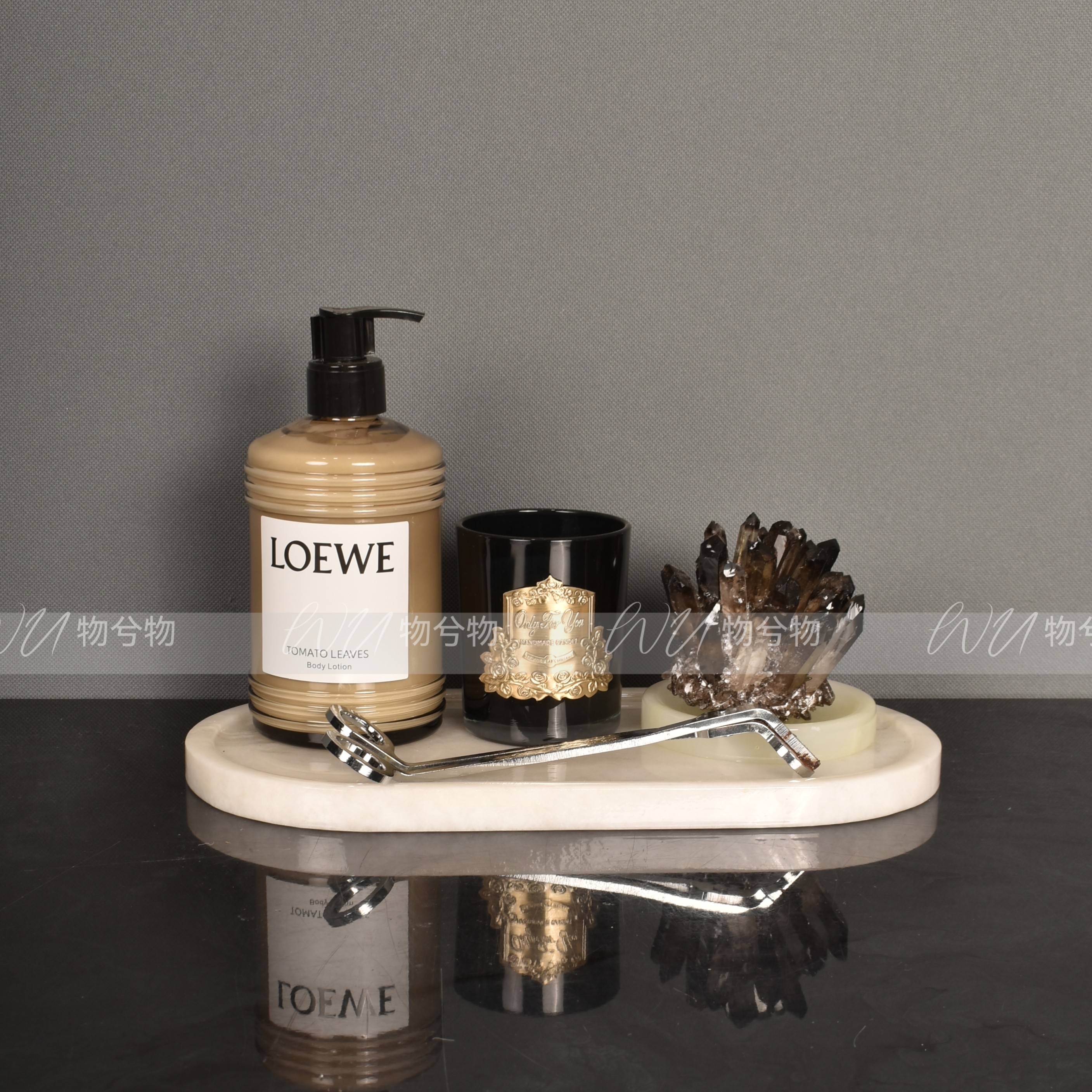 WU 物兮物 现代轻奢样板间卫生间台面香薰蜡烛卫浴托盘装饰品摆件,家居饰品,家饰软装搭配套装,淘宝优惠券,粉丝福利购,淘宝优惠卷