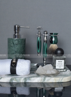 WU.物兮物 绿色卫浴托盘组现代轻奢宝格丽风样板房卫生间台面摆件
