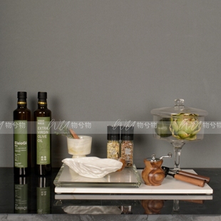 WU物兮物 现代样板间清新厨房台面调味托盘橄榄油下午茶饰品摆件