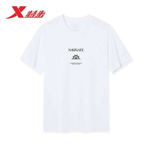 特步T恤运动短袖男2026夏款宽松舒适纯棉圆领针织衫974229010080