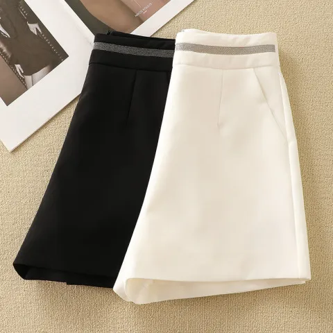 薄款夏季西装宽松高腰短裤A字裤2025白色休闲显瘦新款女热裤百搭
