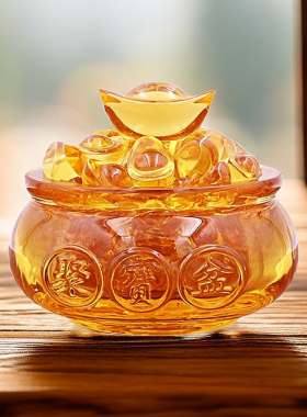 开业装饰品存钱罐黄水晶招财进宝