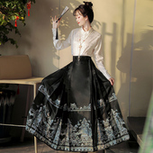 玉琼楼明制汉服女2025新款 织银仿螺钿国风改良日常通勤马面裙套装