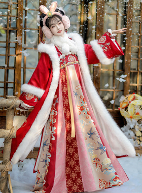 喜燕迎春原创唐制齐胸汉服女2025新款秋冬季改良加厚襦裙斗篷古装