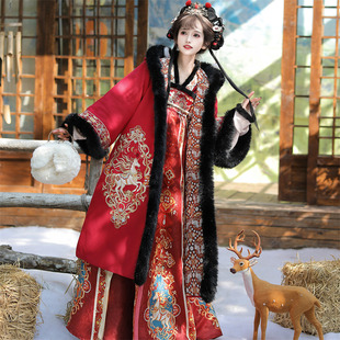 加厚中国风改良斗篷齐胸古装 金马拜岁唐制汉服女2025新款 原创冬季