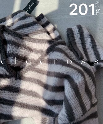 【粉柔静谧暖】灰粉条纹 康赛尼12羊绒88羊毛 V领大版毛衣 A