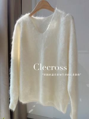 【黄昏天边的云】绵柔触感 100山羊绒 长绒 V领圆领套头衫