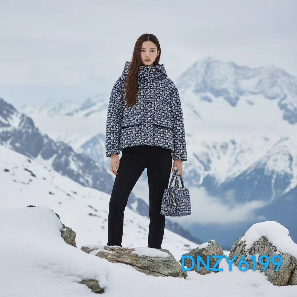 【二米粉丝专享】新品连帽立领刺绣提花鹅绒服DNZY6199