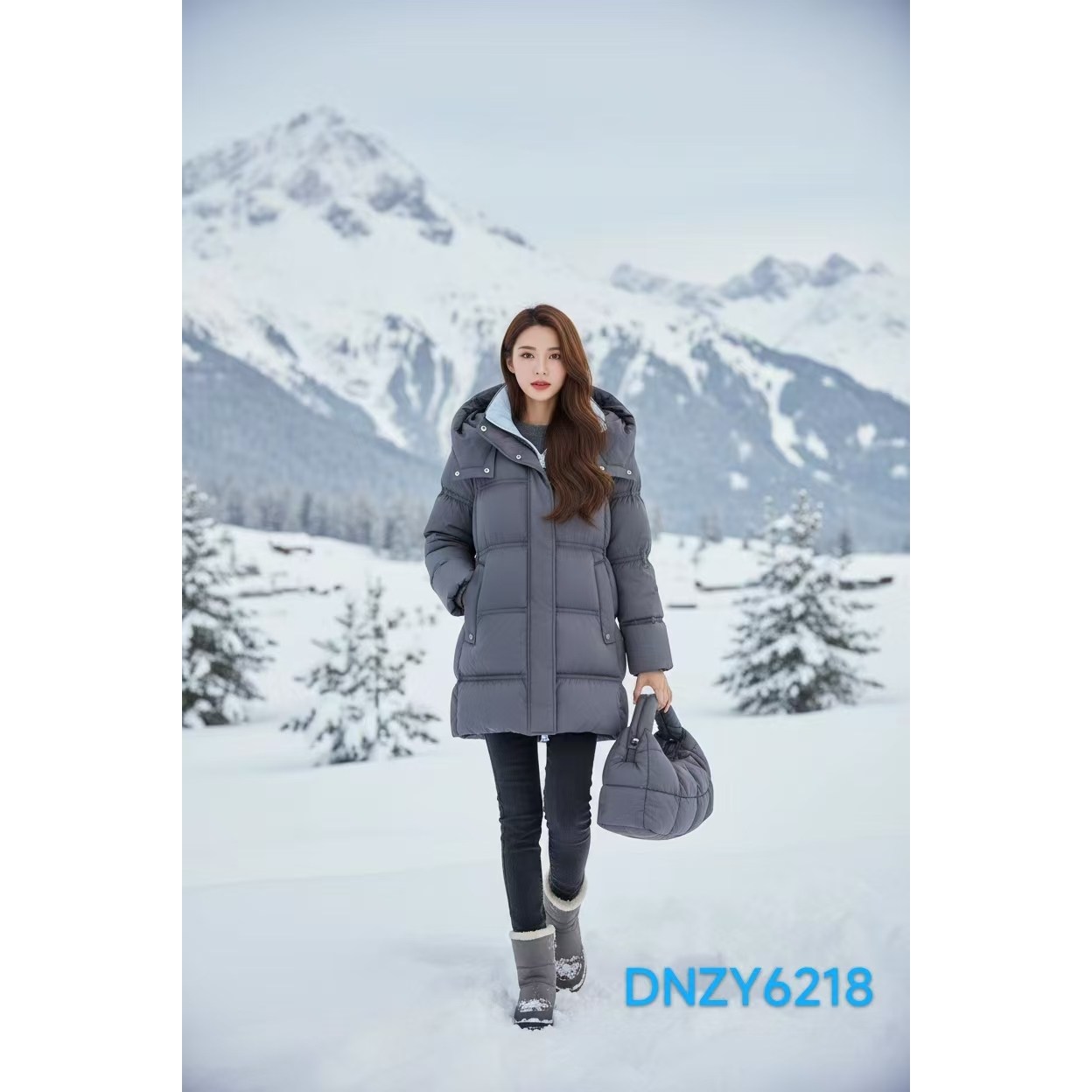 【二米粉丝专享】厚款格子撞色保暖蓬松鹅绒服DNZY6218