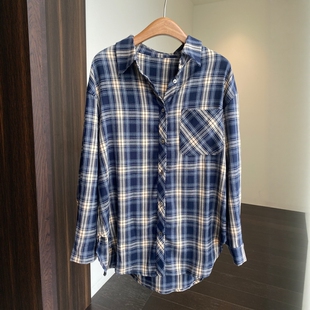 AMR UU◆减龄洋气 又a又飒的撞色格子衬衫显瘦外套上衣女秋冬新