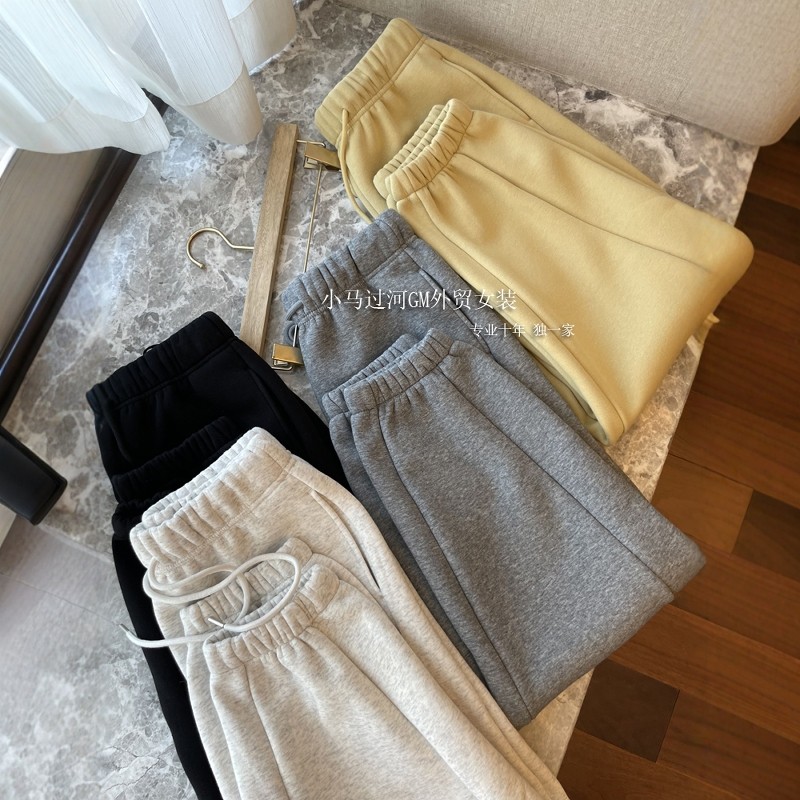 人手BI备！！怒推，定制进口棉~高腰阔腿束脚羊羔绒加绒休闲卫裤,女装/女士精品,休闲裤,淘宝优惠券,粉丝福利购,淘宝优惠卷