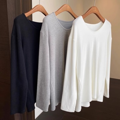 AMR UU◆百搭w 秋冬搭配神器德绒保暖舒适宽松长袖T恤女打底衫新