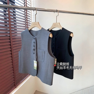 款 THEWOW 箱型天丝羊毛无袖 立体剪裁挺括有筋骨短款 马甲 篙品质