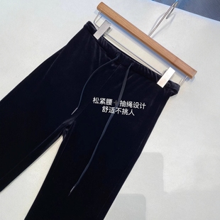 秋冬新款 超模大长腿 女阔腿裤 高品质丝绒显瘦高腰微喇裤 AMR
