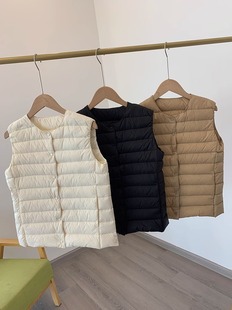 出口订单高端女装95%白鹅绒轻盈修身内胆/外穿马甲时尚轻薄款保暖