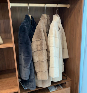 中长款 丹麦貂毛混纺皮草大衣拉链加厚高级感毛毛外套女2021秋冬新