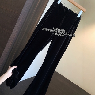 女小黑裤 显瘦神裤 高腰显瘦马蹄裤 秋冬新 时髦百搭丝绒裤 AMR