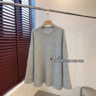 THEWOW 毛衣 客供baby马海毛羊绒蓬松软糯小亮片廓形圆领落肩袖