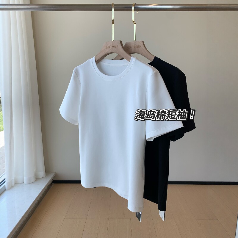 一触倾心的手感~巨百搭显瘦海岛棉软糯舒适纯色短袖T恤上衣女夏