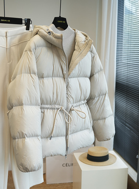 轻盈泡芙90白鸭绒收腰显瘦连帽加厚羽绒服女休闲短款外套冬季A64M