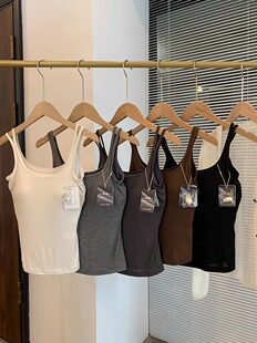 高端桑蚕丝真丝美背文胸一体带胸垫背心吊带外穿内搭打底上衣女夏