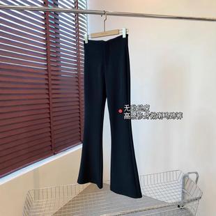 马蹄裤 THEWOW超模腿 高腰微喇裤 合体版 哑光弹力黑色时髦显瘦修身