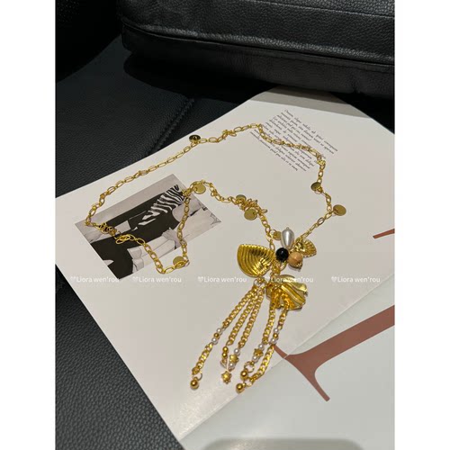 合金项链 Liora 金色爱心流苏长款项链毛衣链263666