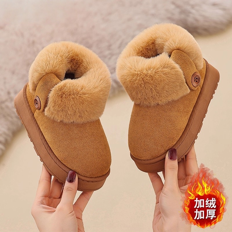 儿童棉鞋包跟男女童加绒保暖外穿室内防滑中大童雪地靴宝宝棉拖