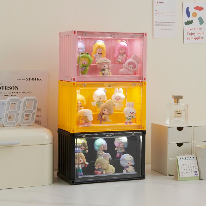 集装箱盲盒收纳展示架手办泡泡玛特透明亚克力乐高手办公仔娃娃柜