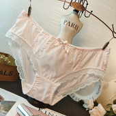 甜美柔软牛奶丝粉色内裤 纯棉薄款 女.... 新款 日系纯欲性感蕾丝夏季