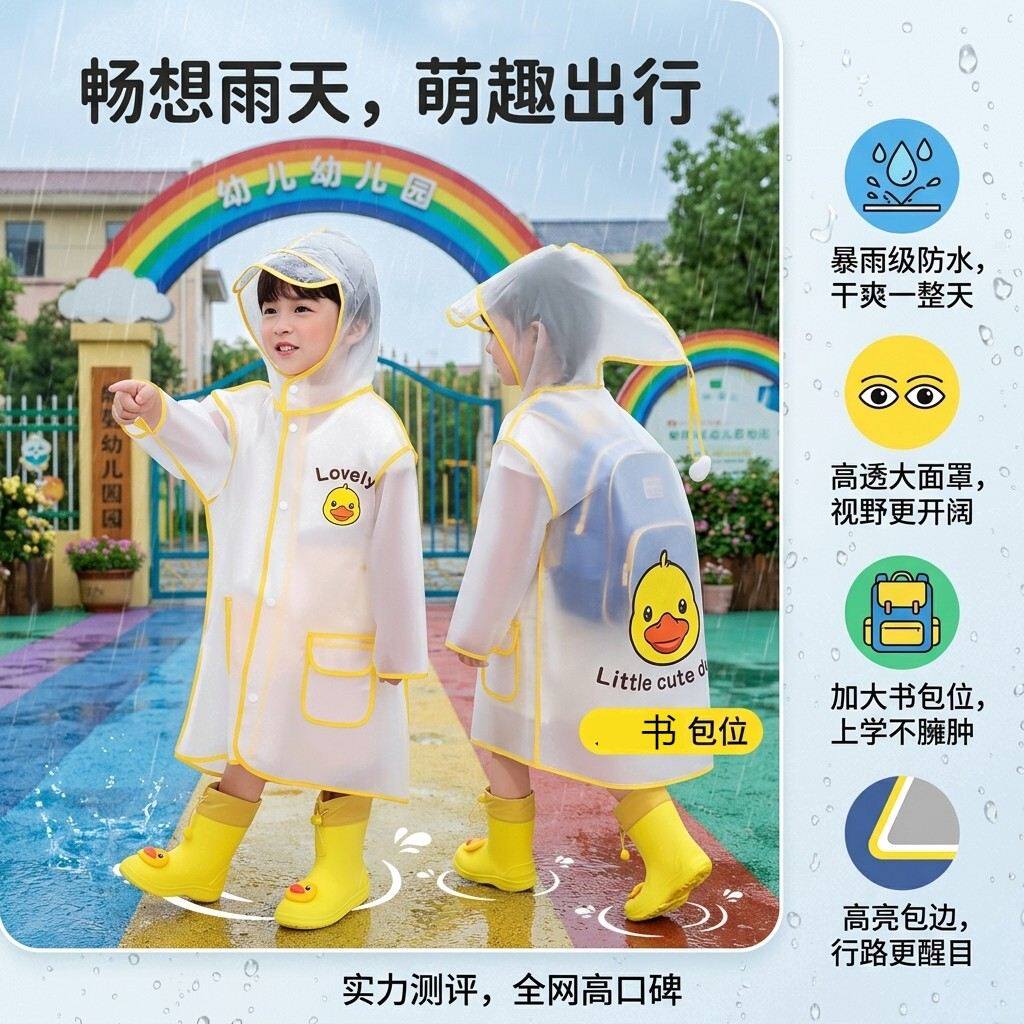 儿童雨衣全身防水男孩女孩小学生上学专用幼儿园小孩雨披雨鞋套装