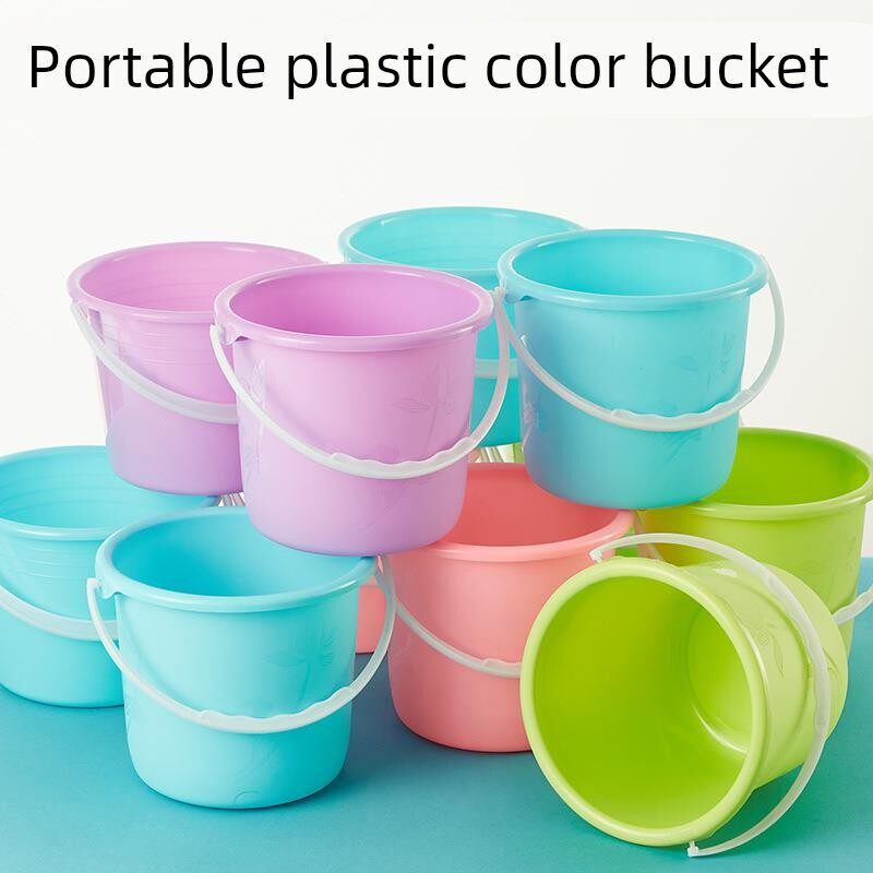 塑料小水桶加厚带盖儿童玩水沙滩桶家用厨房洗菜美术画画采摘车桶