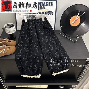 女宝宝碎花百搭灯笼裤 薄绒2025春秋新款 女宝宝韩系宽松针织棉长裤