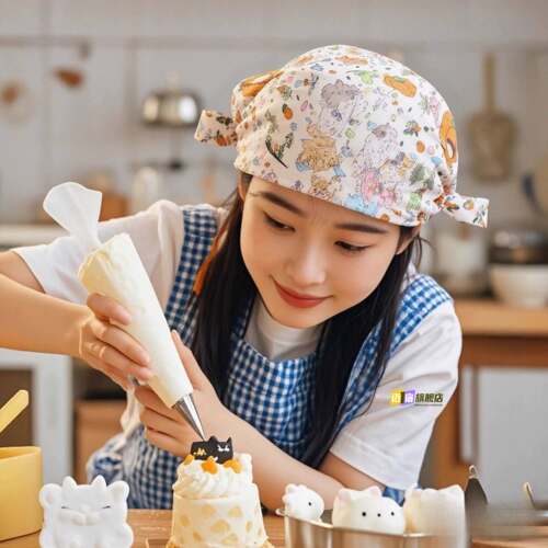 厨师帽女款家用女士厨房做饭带的帽子炒菜防油烟味专用防尘工作帽