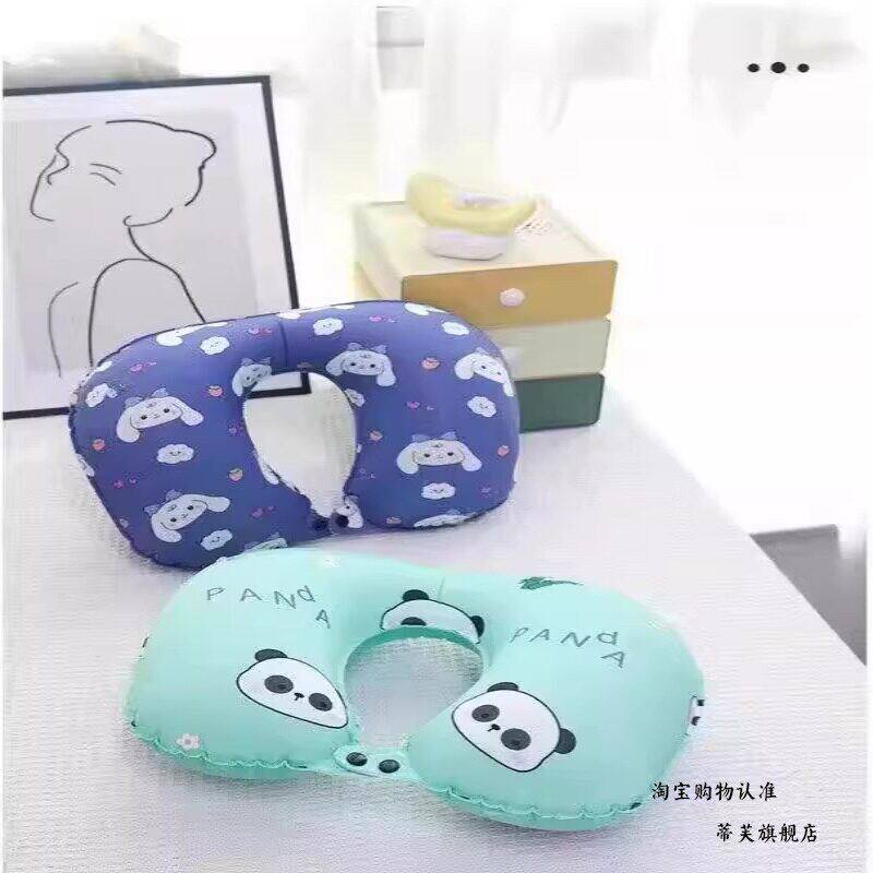 旅行U型枕便携按压式充气护颈枕坐飞机旅游神器卡通儿童护颈头枕