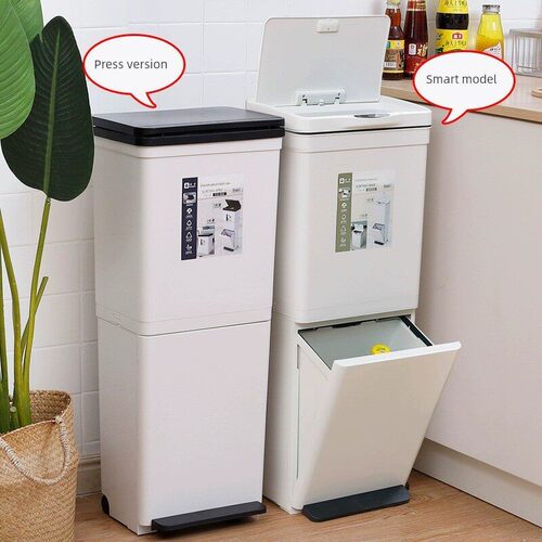 厨房双层垃圾分类垃圾桶可移动家庭厨房垃圾大容量日式干湿分离专