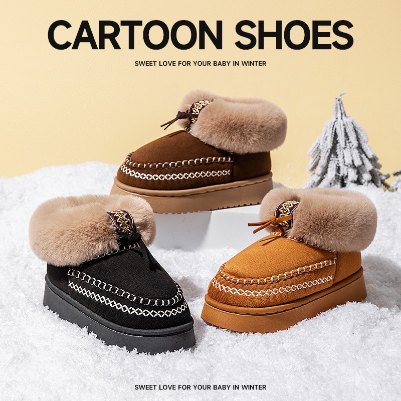 亲子棉鞋女士秋冬季25新款居家室内外穿保暖加绒毛毛鞋厚底雪地靴