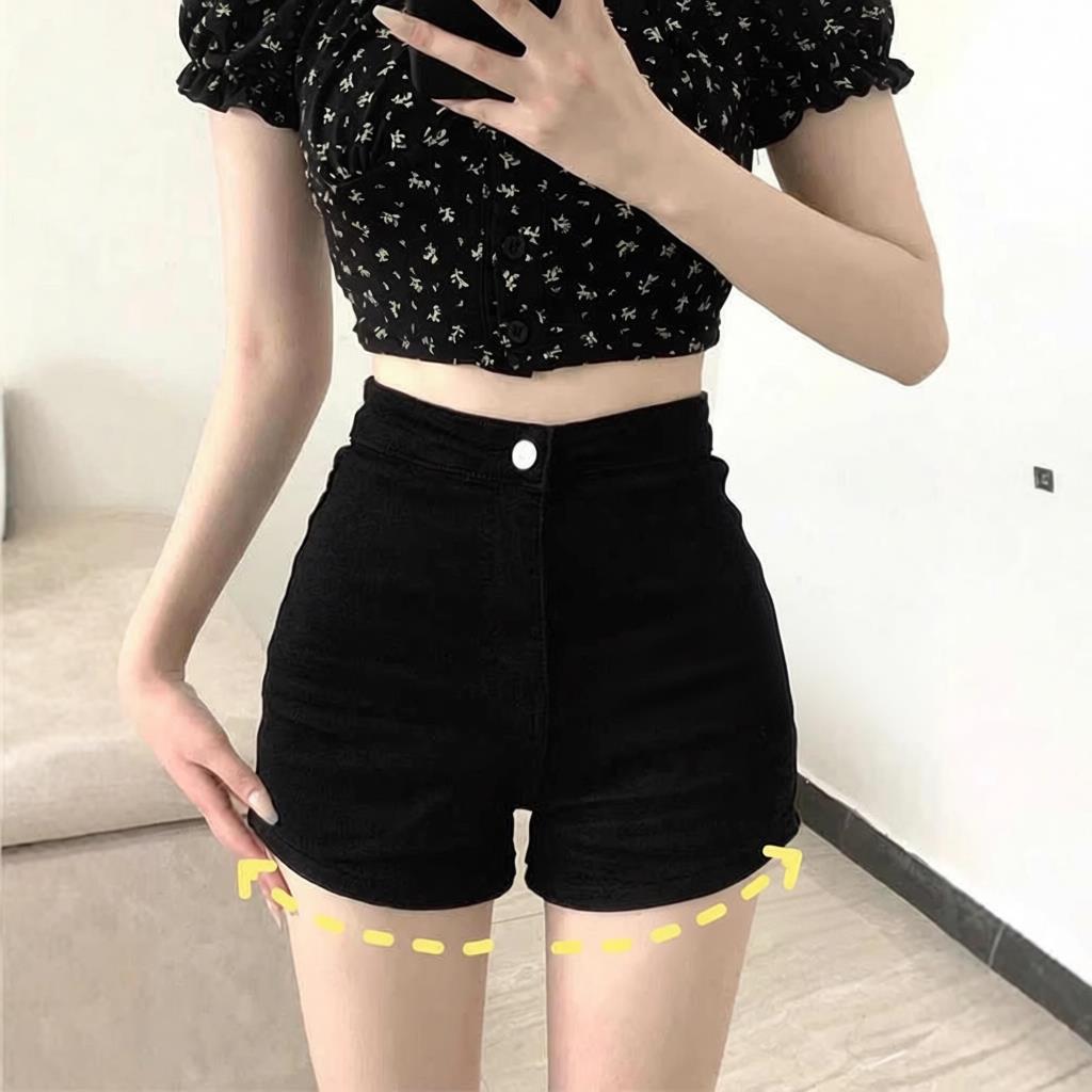 黑色短裤女打底夏季高腰辣妹紧身胖MM牛仔裤包臀超短热裤女式短裤